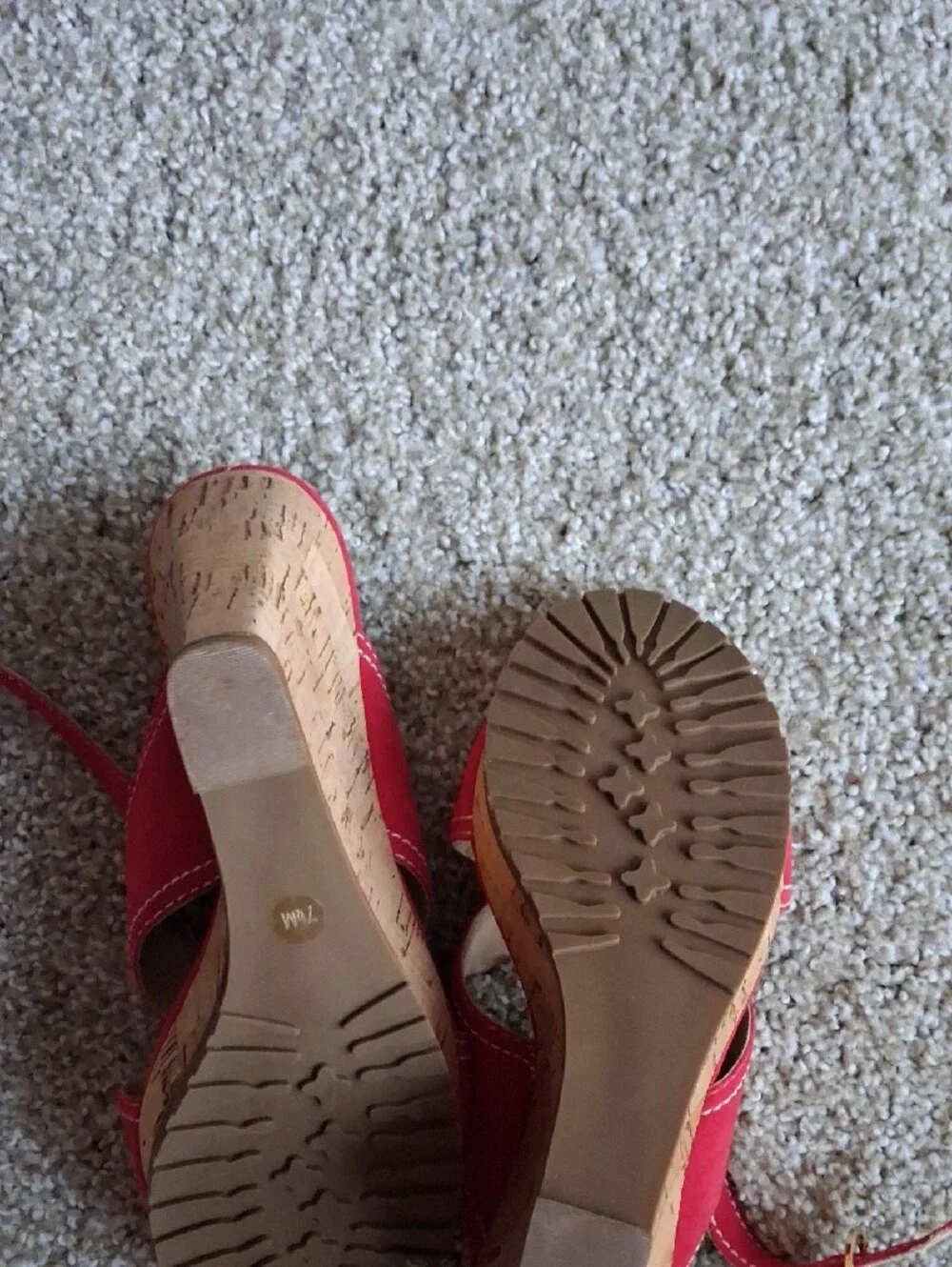 Diane Von Furstenberg Red Suede Cork Wedge Sandals